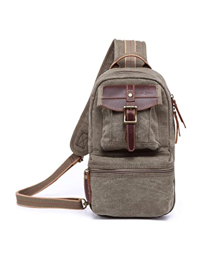 Bolso bandolera para hombre de algodón y piel auténtica con asa ergonómica y cremallera
