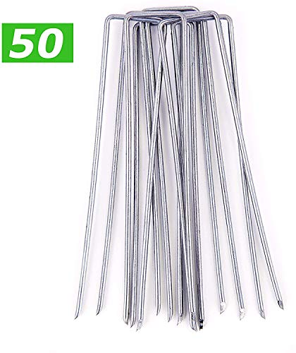 FiveFire 50 x 150 mm U-förmige Mehrzweck-Heringe aus verzinktem Stahl zur Befestigung von Unkrautvlies, 2,98 mm dicker verzinkter Stahldraht