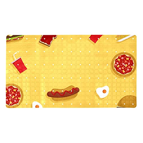 Tapis de bain antidérapant lavable jaune à ventouses pour douche - 2