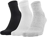 Under Armour Adult Training Cotton Quarter Socks, Multipairs , True Gray Heather Assorted 2 (3-Pairs