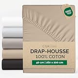 Drap Housse Grand Bonnet 160x200 - Coton Doux 400 Fils 40cm (16") - Crème