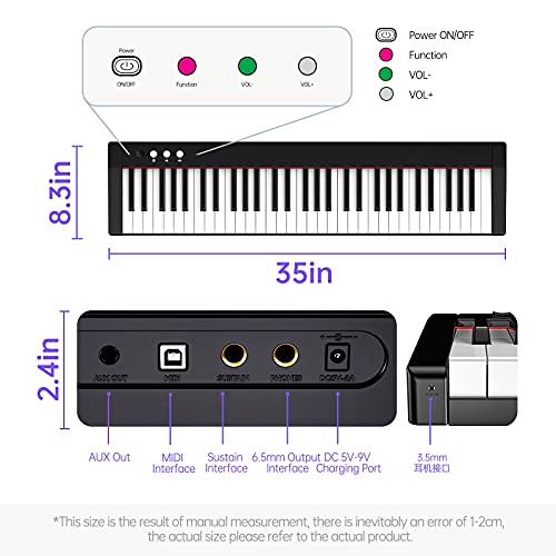 61 Key Electric Keyboard Piano Full Size Keys Portable Complete Digital Electronic Music Piano Set Lighted Keys With Built-In Speakers & Keynote Stickers For Piano Beginners #TOP5