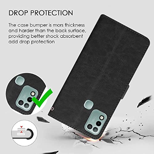 Image of Flip Cover Compatible with Infinix Smart 5 4G | Premium Leather Finish | Inbuilt Pockets & Stand | Flip Cover Back Case for Infinix Smart 5 4G (Black)