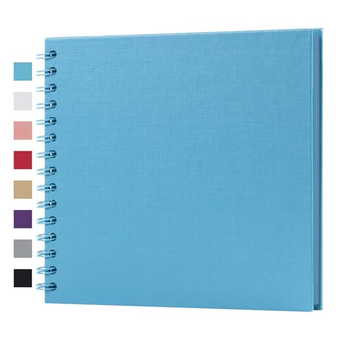 potricher 8 x 8 Inch DIY Scrapbook Album 40 Pages Hardcover Kraft Paper Scrap Book Photo Albums Memory Book for Wedding and Anniversary Family (Blue, 8 Inch)