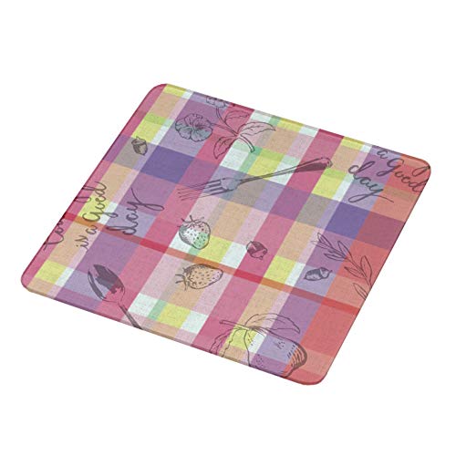 Belca 鍋敷きにもなる 耐熱 強化ガラス製 マルチプレート ランチョンマット 幅20×奥行20×厚さ0.75cm チェック KTP-PC2020