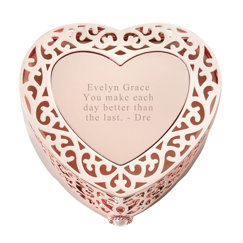 THINGS REMEMBERED Rose Gold Heart Cut Out Jewelry Box (Free Customization)