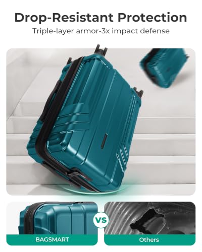 Image of BAGSMART Carry On Luggage 22x14x9 Airline Approved, Fresh Green | Spinner Wheels, TSA Lock, Lightweight Hard Shell, Suitcase,22x14x9 Airline Approved,