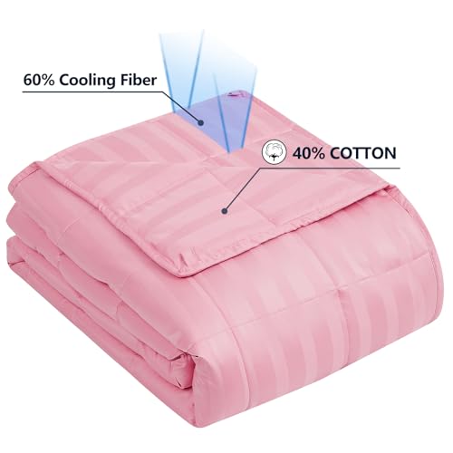Image of Weighted Blanket Twin Size (48 inchx72 inch 15lbs),Ultra Soft and Cozy Cooling Weighted Blanket Twin Size for Adult,Heavy Blanket with Machine Washable Soft Blanket, Pink