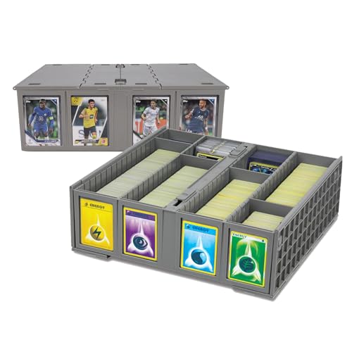 BCW Collectible Card Bin (2-Pack Gray) | Holds 3200 Cards Each | Includes 4 Dividers | Storage for Pokmon MTG & Sports Cards