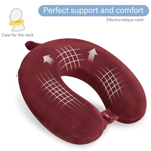 Image of Travel Neck Pillow Memory Foam U Shape Neck Pillow for Travel Pillow Comfortable Head Neck Support Airplane Pillow for Traveling Car Home Office Travel Neck Flight Pillow