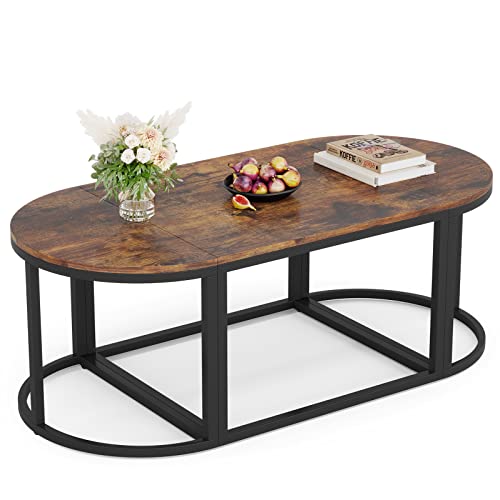 Grand Mid-Century Modern Coffee Table Sets, 3 In1 Multi-Functional Detachable 47" Oval Tea Table For Big Living Rooms, Combination Of Round And Square Tables Sets #TOP2