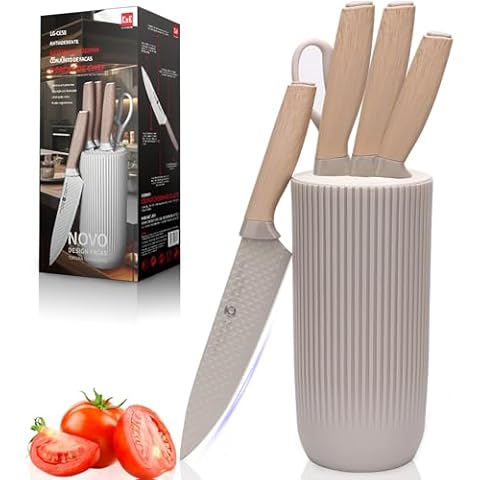 Kitchen Knife Set, KoudHug Knife Set with Universal Knife Block 6-Pieces, Professional Chef Knife Set for Home and Kitchen, Anti-Rust Stainless Steel Knife for Best Cooking Knife Set (Grey) Cover