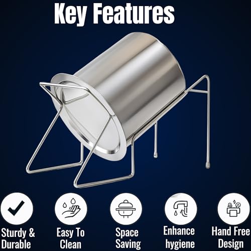 Stainless Steel Rice Pot Drainer Stand for Kitchen | Fruit, Beans, Noodle Strainer | Tabletop Cooked Rice Strainer | Hands-Free Drainer