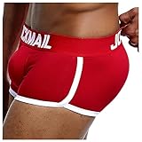 KONG JIMFAN Herren Boxershorts Tummy Control Thong Men Underwear Fahrrad Unterhose Herrenunterhosen Boxershort G String Herren Herren String Transparent Männer Geschenke Jahrestag,(Rot,L)