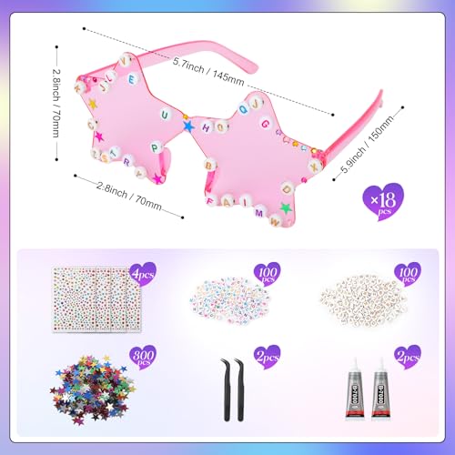 YOGFIT 18/22 PCS DIY Sunglasses for Concert Birthday Popular Singer Party Favors Friendship Heart Star Sunglasses for Women2