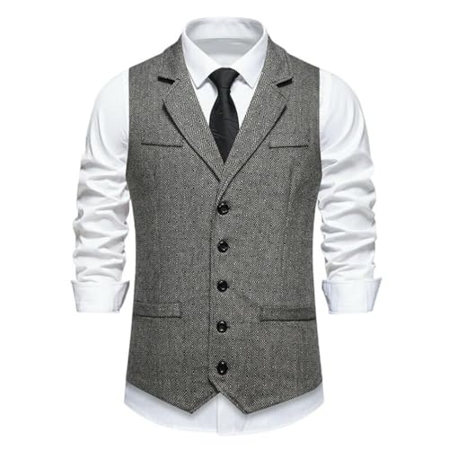 Chaleco de tweed vintage para hombre con solapa que estiliza la figura