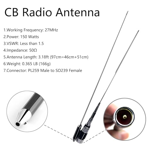 Image of Mini CB Radio with Antenna Combo Kit for Truckers, AT-505PRO 40-Channel | Long Range Two-Way Radio w /VOX, PA System(CB5 Antenna Kit)