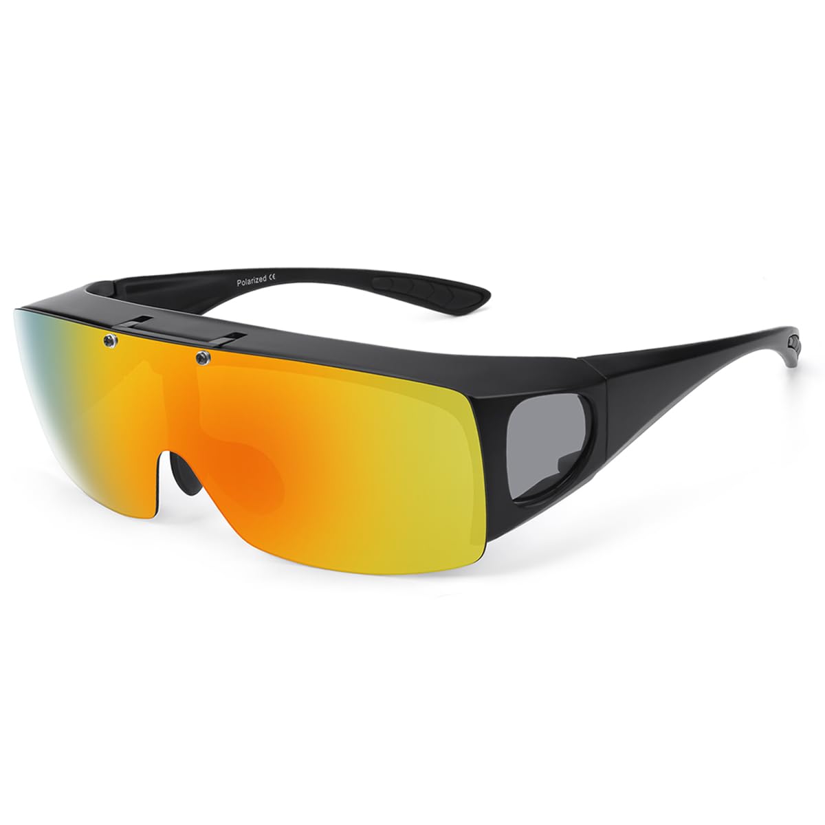 TINHAOMens Polarized Flip Up Fitover Sunglasses with Mirrored Lenses