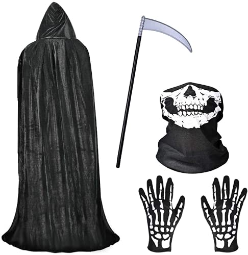 faburo Cape à Capuchon Carnaval Halloween Capuche Cape Costume d'halloween Unisexe Costume de Mort...