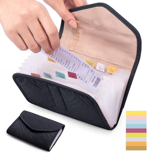 FRECOLSH Fabric Receipt Organizer 7X5 - Receipt Holder 12 Pockets - Money Organizer - Elegant Receipt Holder - Coupon Holder - Cash Organizer - Envelope Organizer - Small Accordion File Organizer