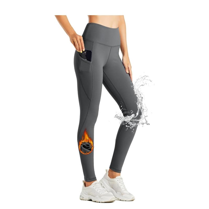 lebami Women's Fleece Lined Leggings with Pockets | Winter Warm High Waist Active Wear Yoga Pants-picture-19