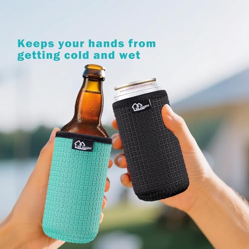 WK IEASON 16oz Standard Can Sleeves Insulators Sleeves Standard Can Covers 16OZ Neoprene Beer Bottle Sleeves Coolers Holder Non-slip Neoprene Can Cooler Sleeves 3PC Pack (16OZ, Black x3)