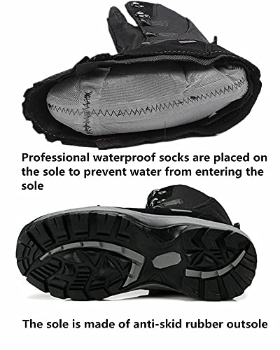 Image of ROCKMARK Mens Winter Mid-Calf Snow Boots Fur Lined Warm Waterproof Slip On Outdoor Athletic Snow Boots