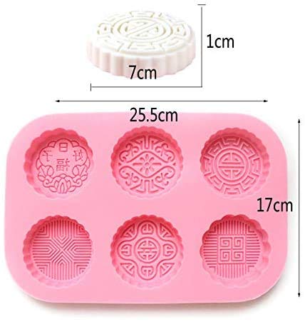 NICOLE Circle Soap Mold 6-Cavity Moon Cake Shape Silicone Mould Soap Making Tool
