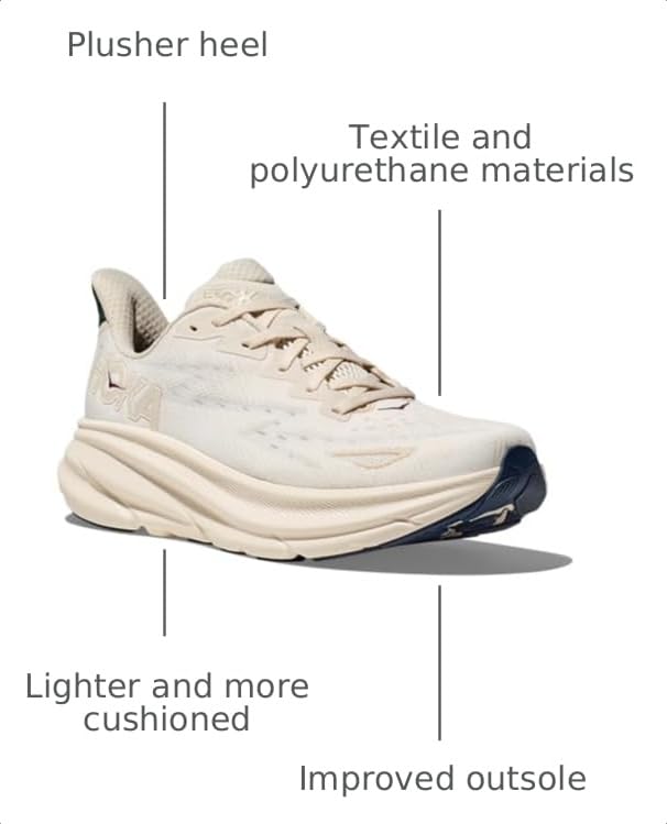 Image of Hoka Men's Clifton 9 Oat Milk /Alabaster 7.5 Medium