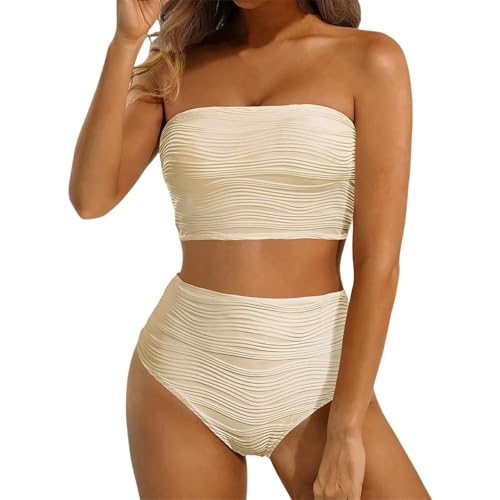 Bikini bandeau taille haute idéal pour vos séances de bronzage et vacances à la mer