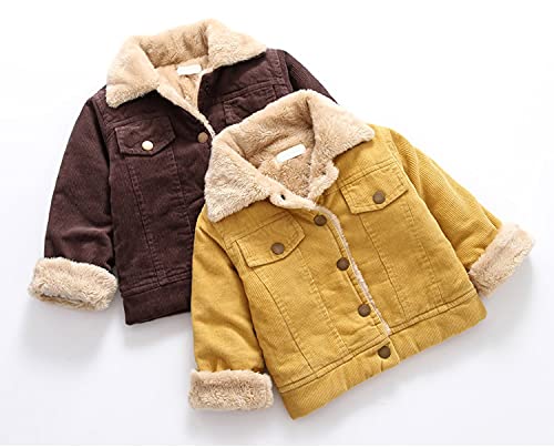 Eishow Baby Winter Coats,Infant Boys Girls Corduroy Sherpa Jacket Fleece Lined Quilted Button Down Coat Outerwear Snowsuit (Yellow,2-3T,2 Years,3 Years) #TOP2