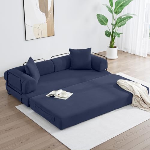 ZEIINPA Convertible Sleeper Sofa Bed with Cylindrical Pillow, Corduroy Folding