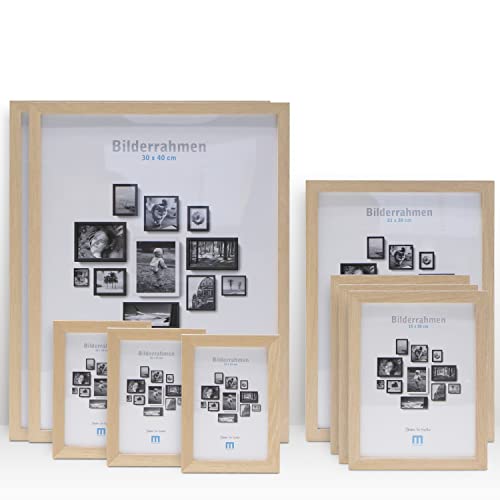 9 tlg. Foto Bilderrahmen-Set in Natur in verschiedenen, unterschiedlichen...