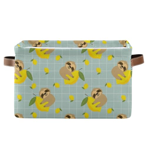 Generic Lindo perezoso cesta de almacenamiento plegable con asas, caja decorativa para almacenamiento de ropa, juguetes, almacenamiento de libros, 1 paquete