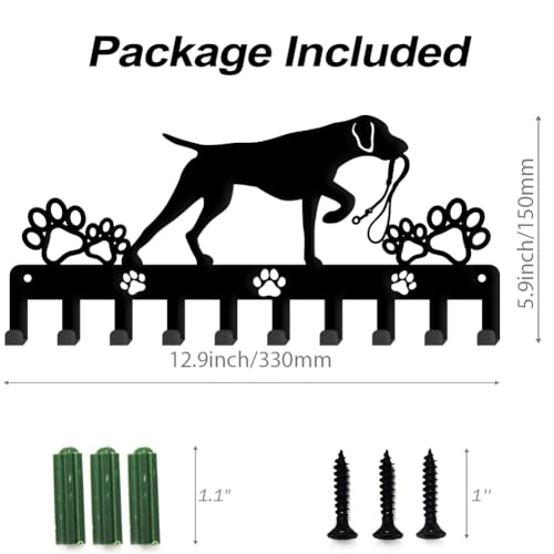 SUPERDANT Schlüsselhalter Mit Kurzhaarigem Vorstehhund Schlüsselhaken Hund Mit Pfotenabdruck Schlüsselleiste Mit 10 Haken Dekorative Wandhaken Schlüssel Organizer Für Hundeleine Küchenwanddekoration