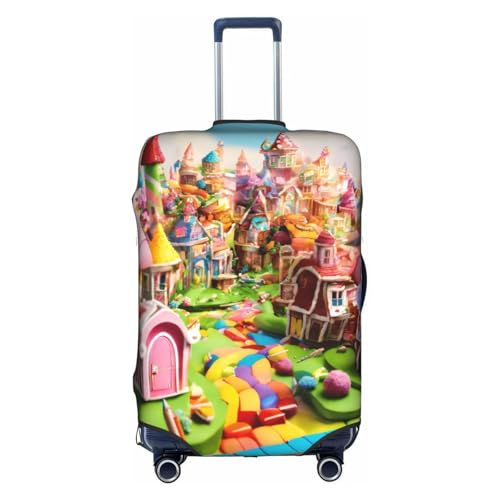 Candy Land Print Travel Elastic Suitcase Luggage Baggage Cover Protector, Washable And Anti-Scratch