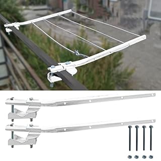 parpyon® Bracci Stendibiancheria da balcone esterno, Stendibiancheria da parete o ringhiera in ferro per filo per stendere il bucato prodotto 100% Italiano (Fisso c/piastra, Bianco)