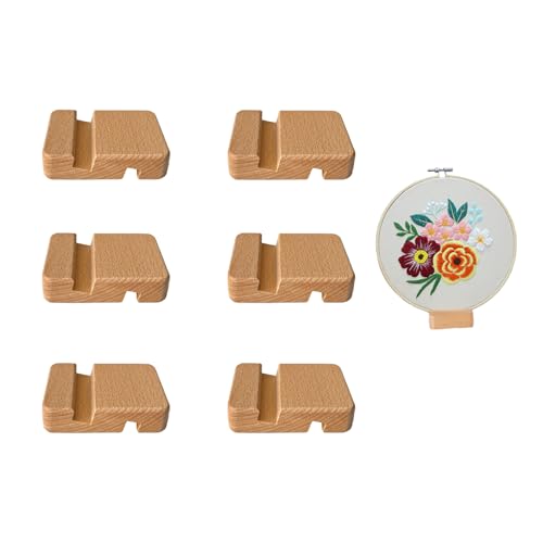 6 Pcs Wooden Embroidery Hoop Base, Cross Stitch Holder for Embroidery Display Stand