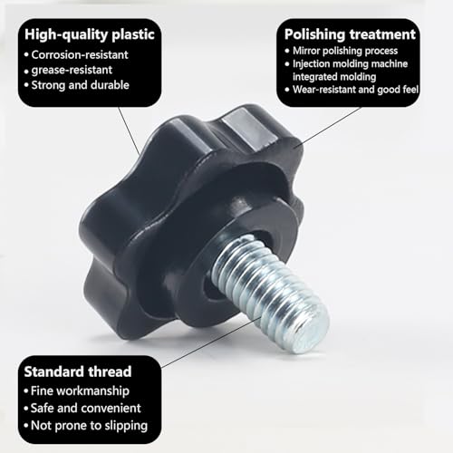 KINDPMA 12 Pack Sterngriffschrauben Rändelschraube M6*10mm Sternform Kunststoff Klemmkopf Schrauben mit Griff, Sternkopfschraube für Werkzeugmaschinen Mechanische Geräte Möbeldekoration