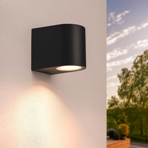 Ledvion - LED Wandlampe Sacramento, GU10 Fassung, IP54, Schwarz,...