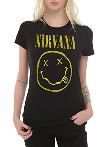 Hot Topic Nirvana Smiley Girls T-Shirt Black