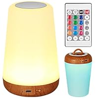 ZEONX LED Bedside Night Light – Touch & Remote Control Small Cordless Table Lamp, USB Rechargeable, Battery Operated, 13 Colours, 5 Brightness Levels, Timer – for Kids, Baby, Girls