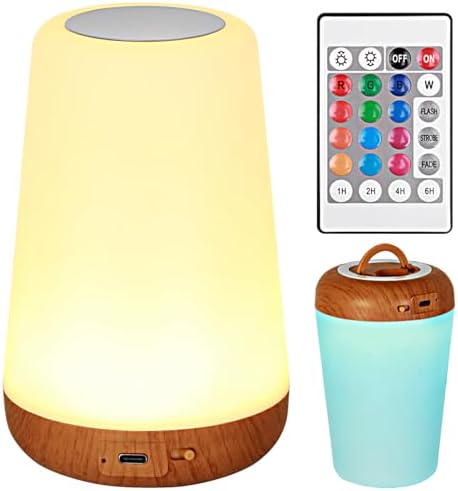 Veilleuse LED de chevet – Petite lampe de table sans fil avec télécommande tactile rechargeable par USB, fonctionne avec piles, 13 couleurs, 5 niveaux de luminosité, minuterie – pour enfants