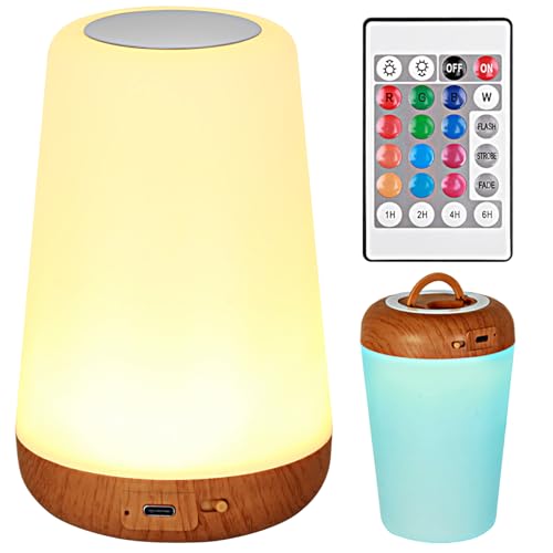 ZEONX Veilleuse LED de chevet – Petite lampe de table sans fil avec télécommande tactile rechargeable par USB, fonctionne avec piles, 13 couleurs, 5 niveaux de luminosité, minuterie – pour enfants