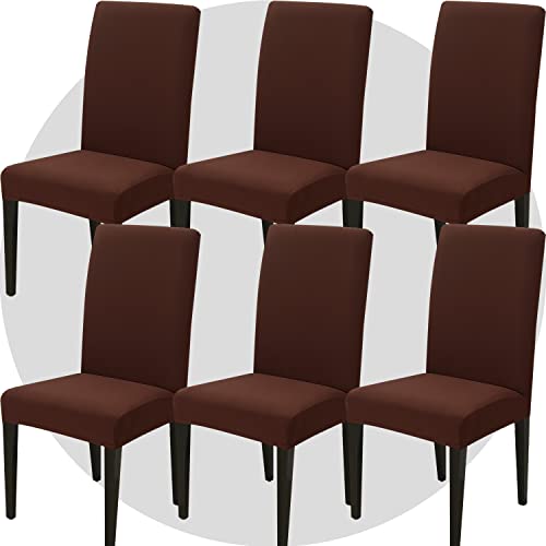 NDMMSO Dining Room Chair Covers Set of 6 Super Fit Stretch Removable Washable Dining Chair Protector Cover Seat Slipcover for Hotel Dining Room