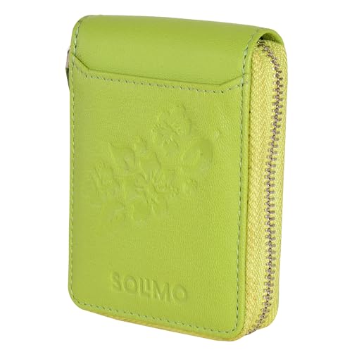 Image of Amazon Brand - Solimo Andrew Genuine Leather RFID Blocking Card Holder Ultra Strong Stitching 10 Card 2 Currency Holder 1 ID Window for Men and Women (11.5CM X9.5CM)
