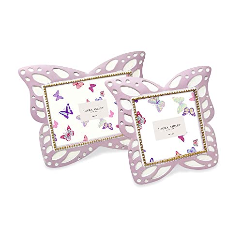 Laura Ashley 4X4 Lavender Resin Butterfly Picture Frame With Dotted Edges, Photo Frame With Black Fabric Easel, Made For Tabletop & Wall-Hanging Display (4X4, Lavender) #TOP3