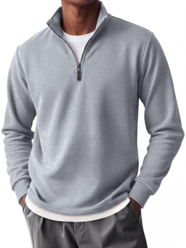 COOFANDY Quarter Zip Men Big and Tall Long Sleeve 3/4 Zipper Pullover