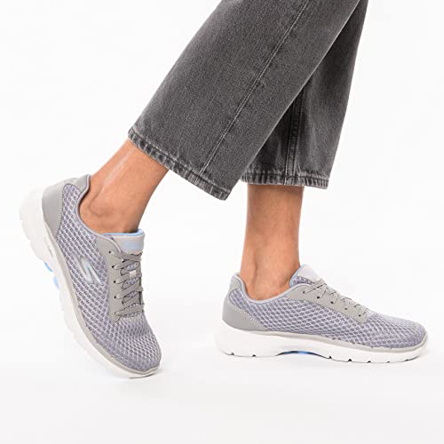 Skechers Women's GO Walk 6-Iconic Vision Sneaker, Gray/Blue, 6.5