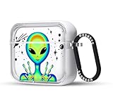 MOSNOVO Case for Airpods 3rd, Protective Clear Case with Shockproof Dual Layer Hard Luxe Metal Ring Designed for AirPods 3rd Generation - Alien Piece